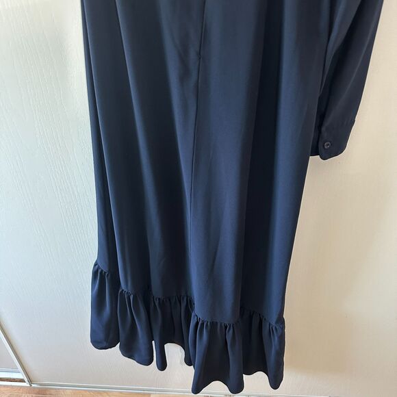 Rokh One Shoulder Midi Sheath Dress Navy Blue Size 40 US 8 - Picture 5 of 12